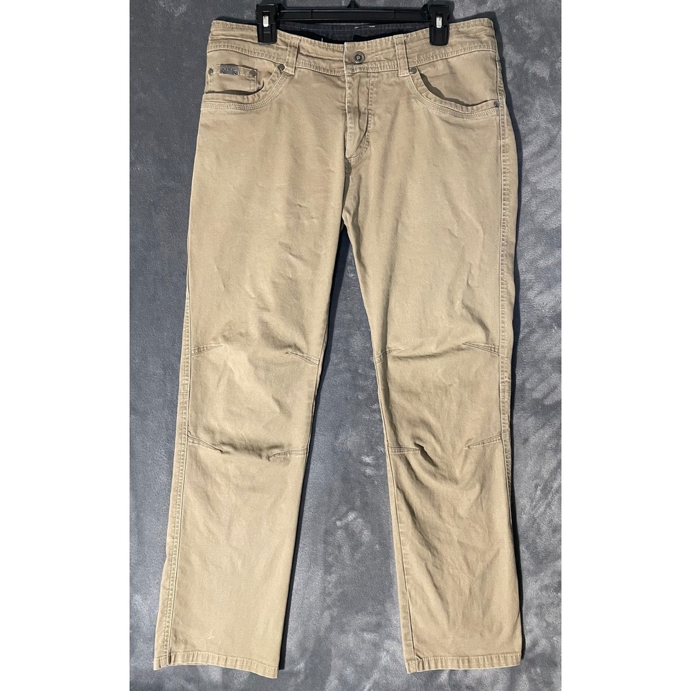 Kuhl Kanvus Jean Mens 35x32 Khaki Tan Stretch Canvas Articulated Knee Pants